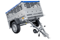 UNITRAILER GARDEN 150 KIPP – Pkw-Anhänger 150 × 106 cm – Gitterbordwände und blaue Flachplane