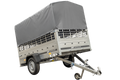 UNITRAILER GARDEN 230 KIPP – Pkw-Anhänger 230 × 125 cm – Gitterbordwände, H-800-Spriegel und graue Hochplane