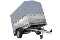 UNITRAILER GARDEN 201/R KIPP – Einachsanhänger 200 × 125 cm mit Blattfederung – BIS-Bordwände, H-800, graue Hochplane