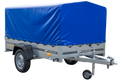 UNITRAILER GARDEN 230 FD – Pkw-Anhänger 230 × 125 cm – feste Deichsel, Stützrad, H-800-Spriegel und blaue Hochplane