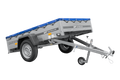 UNITRAILER GARDEN 201 KIPP – Pkw-Anhänger 200 × 125 cm – Stützrad und blaue Flachplane
