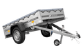 UNITRAILER GARDEN 200 KIPP – Pkw-Anhänger 200 × 106 cm – graue Flachplane und Stützrad