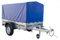 UNITRAILER GARDEN 200 KIPP – Pkw-Anhänger 200 × 106 cm – H-800-Spriegel und blaue Hochplane