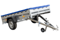 UNITRAILER GARDEN 230 KIPP – Pkw-Anhänger 230 × 125 cm – Stützrad und blaue Flachplane