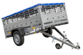 UNITRAILER GARDEN 230 KIPP – Pkw-Anhänger 230 × 125 cm – Gitterbordwände und blaue Flachplane