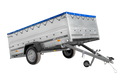 UNITRAILER GARDEN 265 KIPP – Pkw-Anhänger 264 × 150 cm – BIS-Bordwände, H-0, blaue Flachplane