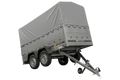 UNITRAILER GARDEN 264/2 KIPP – Zweiachsanhänger 264 × 125 cm – BIS-Bordwände, H-800-Spriegel und graue Hochplane