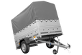 UNITRAILER GARDEN 201 KIPP – Pkw-Anhänger 200 × 125 cm – BIS-Bordwände, H-800-Spriegel und graue Hochplane