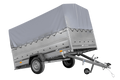 UNITRAILER GARDEN 265 KIPP – Pkw-Anhänger 264 × 150 cm – BIS-Bordwände, H-800, graue Hochplane
