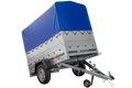 UNITRAILER GARDEN 200 KIPP – Pkw-Anhänger 200 × 106 cm – BIS-Bordwände, H-800-Spriegel und blaue Hochplane