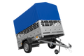 UNITRAILER GARDEN 201 KIPP – Pkw-Anhänger 200 × 125 cm – Gitterbordwände, H-800-Spriegel und graue Hochplane