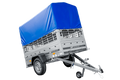 UNITRAILER GARDEN 200 KIPP – Pkw-Anhänger 200 × 106 cm – Gitterbordwände, H-800-Spriegel und blaue Hochplane
