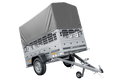 UNITRAILER GARDEN 200 KIPP – Pkw-Anhänger 200 × 106 cm – Gitterbordwände, H-800-Spriegel und graue Hochplane