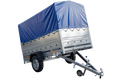 UNITRAILER GARDEN 230 KIPP – Pkw-Anhänger 230 × 125 cm – BIS-Bordwände, H-800-Spriegel und blaue Hochplane