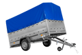 UNITRAILER GARDEN 265 KIPP – Pkw-Anhänger 264 × 150 cm – BIS-Bordwände, H-800, blaue Hochplane