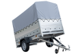 UNITRAILER GARDEN 230 KIPP – Pkw-Anhänger 230 × 125 cm – BIS-Bordwände, H-800-Spriegel und graue Hochplane